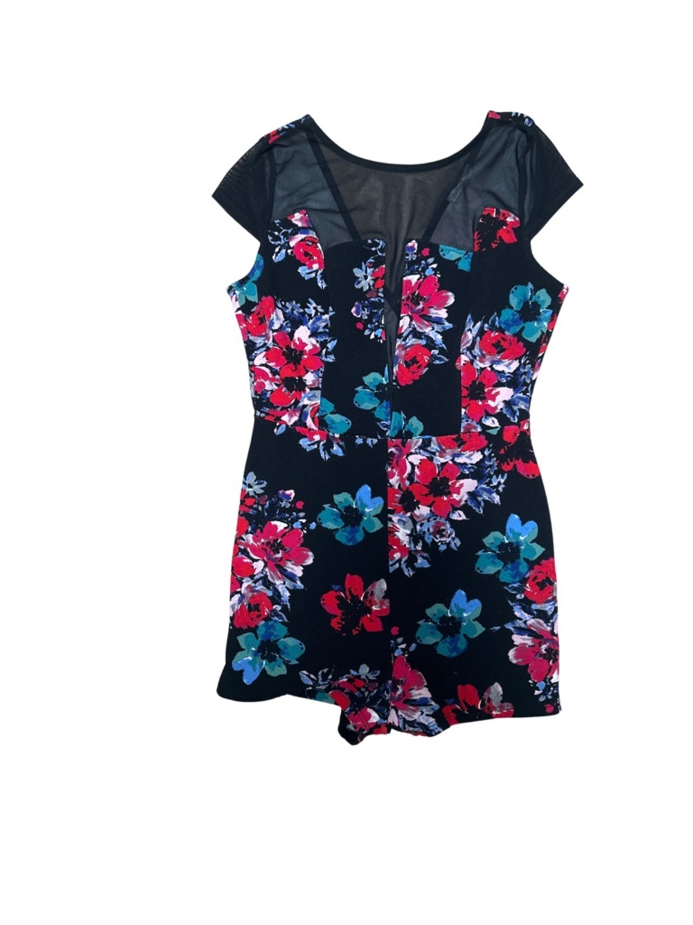 Charlotte Russe Black Floral Romper Size L